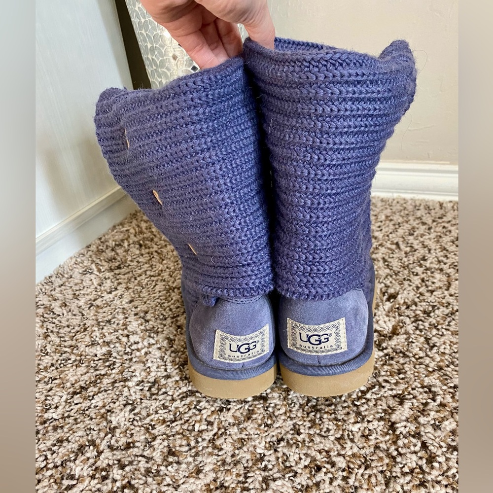 UGG Australia Purple Knit Tall Fold Over Boots 6 - Picture 7 of 15